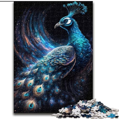 Puzzle 1000 Teile, kosmischer Pfau, Puzzle aus Holz, Weihnachten, Halloween, Ostern, Neujahr, 1000 Teile(50x75cm) von XHAXING