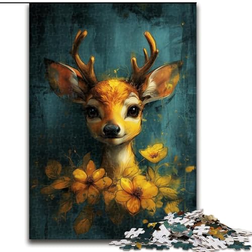 Puzzle 1000 Teile, süßes kleines gelbes REH-Puzzle aus Pappe, Denkspiel, interaktives Familienspiel, geeignet für Kinder ab 10 Jahren, 1000 Teile(26x38cm) von XHAXING