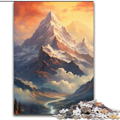 Puzzle 1000 Teile Berglandschaftspuzzle aus Holz, Denkspiel, interaktives Familienspiel, geeignet für Kinder ab 10 Jahren, 1000 Teile(50x75cm) von XHAXING