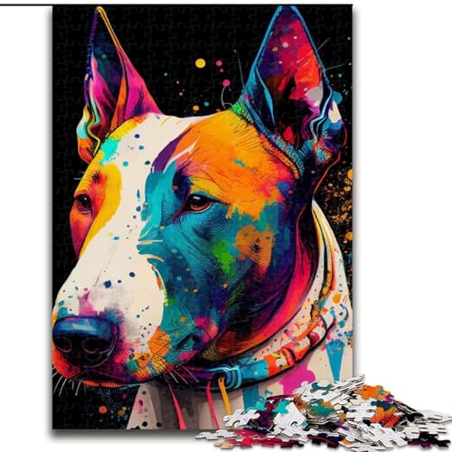 Puzzle 1000 Teile Bullterrier, Bunte Puzzles aus Holz, Weihnachten, Halloween, Ostern, Neujahr, 1000 Teile(50x75cm) von XHAXING