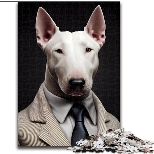 Puzzle 1000 Teile Bullterrier-Anzug Puzzles aus Holz, Weihnachten, Halloween, Ostern, Neujahr 1000 Stück(50x75cm) von XHAXING