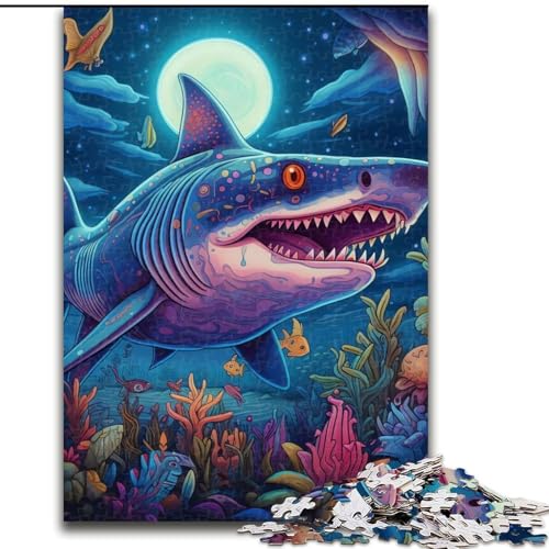 Puzzle 1000 Teile Deep Jaws aus Pappe, zum Entspannen und Herausfordern, farbenfrohe Kunst zur Heimdekoration, Freunde, 1000 Teile(26x38cm) von XHAXING