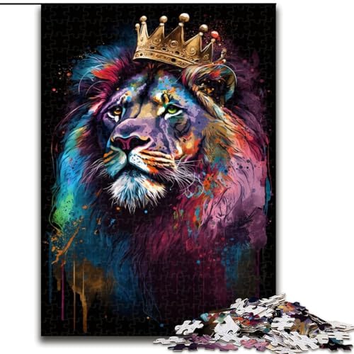 Puzzle 1000 Teile Der Löwe mit der Krone Puzzle aus Holz, Denkspiel, interaktives Familienspiel, geeignet für Kinder ab 10 Jahren, 1000 Teile(50x75cm) von XHAXING