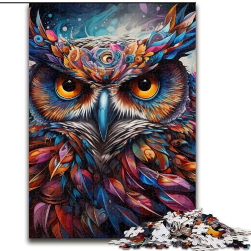Puzzle 1000 Teile Fantasy Art Eulenpuzzle aus Holz, Denkspiel, interaktives Familienspiel, geeignet für Kinder ab 10 Jahren, 1000 Teile(50x75cm) von XHAXING
