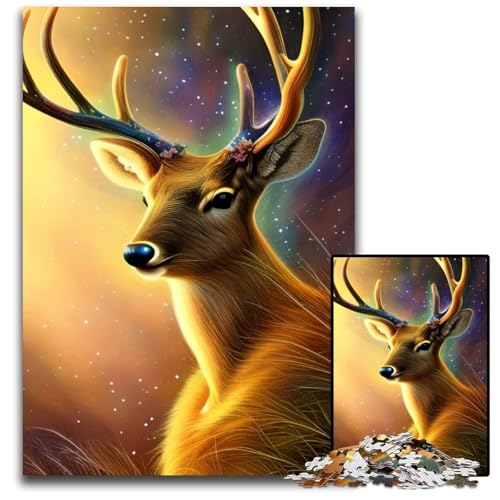 Puzzle 1000 Teile Fantasy-Hirsch-Puzzle für Erwachsene, Eltern, Partner, Freunde – ab 14 Jahren, 50x75cm Puzzle 1000 Teile Fantasy-Hirsch-Puzzle für Erwachsene, Eltern, Partner, Freunde – ab 14 Jahren, 50x75cm von XHAXING