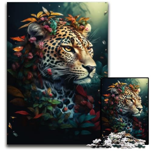 Puzzle 1000 Teile Fantasy Magic Leopard Schwierige Puzzles für Erwachsene Lernaktivität für kognitive Fähigkeiten Verbesserung der kognitiven Fähigkeiten 26X38CM/10.23x14.96inch von XHAXING
