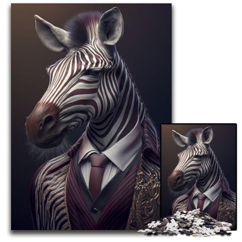 Puzzle 1000 Teile Fantasy Zebra Kostüm Schwierige Puzzles für Erwachsene Anspruchsvolles Denkspiel für Teenager, Spaß am Familienspieleabend 50x75CM/1968x2952inch von XHAXING