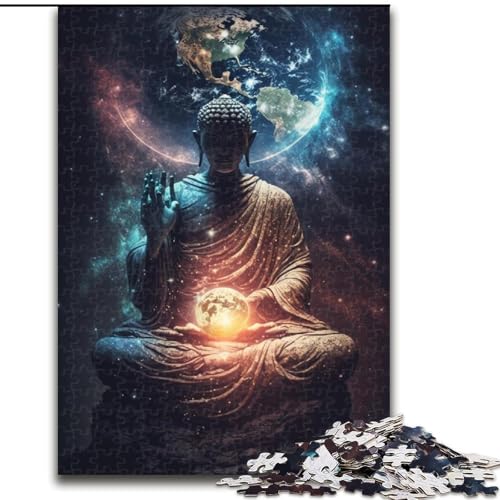 Puzzle 1000 Teile Galaxy Art Buddha Puzzle aus Pappe, Denkspiel, interaktives Familienspiel, geeignet für Kinder ab 10 Jahren, 1000 Teile(26x38cm) von XHAXING