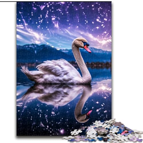Puzzle 1000 Teile Galaxy Purple Swan Puzzle aus Holz, Denkspiel, interaktives Familienspiel, geeignet für Kinder ab 10 Jahren, 1000 Teile(50x75cm) von XHAXING