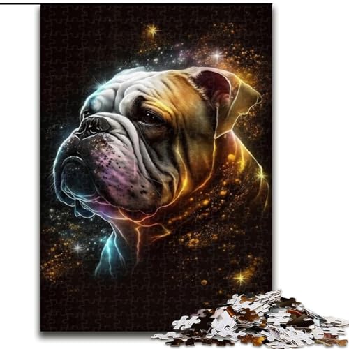 Puzzle 1000 Teile Goldene Bulldogge Puzzles aus Holz, Weihnachten, Halloween, Ostern, Neujahr 1000 Stück(50x75cm) von XHAXING