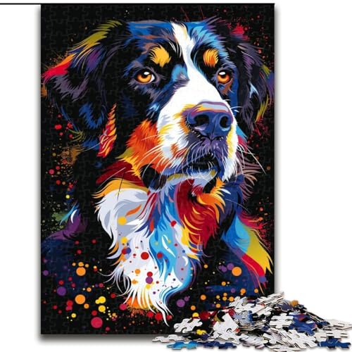 Puzzle 1000 Teile Großer Schweizer Sennenhund Kunstpuzzle aus Holz, Weihnachten, Halloween, Ostern, Neujahr 1000 Stück(50x75cm) von XHAXING