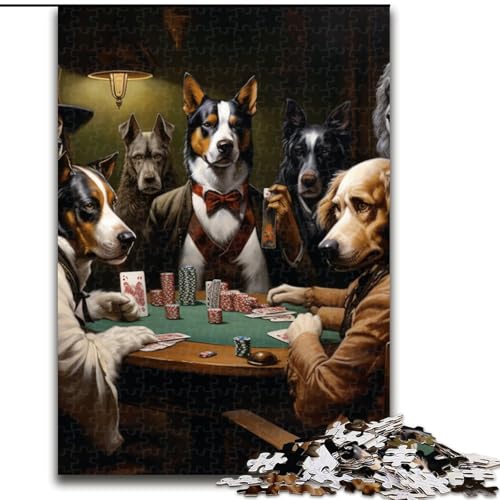 Puzzle 1000 Teile Hunde Spielen Poker, aus Pappe, anspruchsvolles Denkspiel für Teenager, perfekt als Heimdekoration oder Geschenk, 1000 Teile(26x38cm) von XHAXING