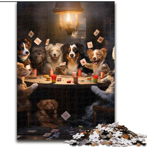 Puzzle 1000 Teile Hunde Spielen Poker Puzzle aus Holz, Denkspiel, interaktives Familienspiel, geeignet für Kinder ab 10 Jahren, 1000 Teile(50x75cm) von XHAXING