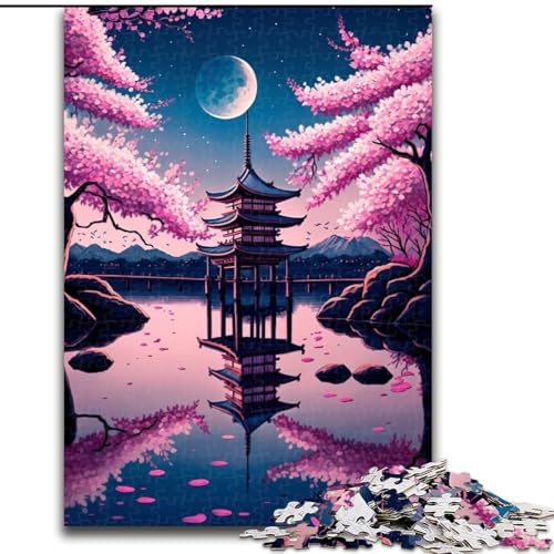 Puzzle 1000 Teile Japanischer Tempel Puzzles aus Holz, Weihnachten, Halloween, Ostern, Neujahr 1000 Stück(50x75cm) von XHAXING