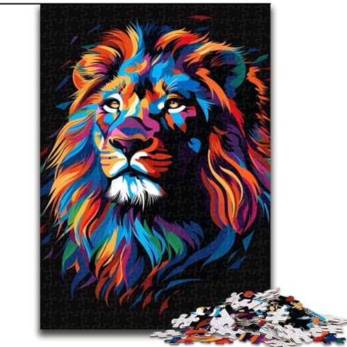 Puzzle 1000 Teile Löwe mit Kopfhörern und Sonnenbrille, Puzzle aus Holz, Denkspiel, interaktives Familienspiel, geeignet für Kinder ab 10 Jahren, 1000 Teile(50x75cm) von XHAXING