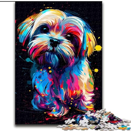 Puzzle 1000 Teile Malteser-Hundekunst-Puzzles aus Holz, Weihnachten, Halloween, Ostern, Neujahr, 1000 Teile(50x75cm) von XHAXING