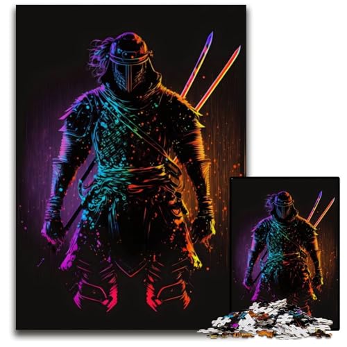 Puzzle 1000 Teile Neon-Samurai-Puzzle für Erwachsene, Eltern, Partner, Freunde – ab 14 Jahren, 50x75cm Puzzle 1000 Teile Neon-Samurai-Puzzle für Erwachsene, Eltern, Partner, Freunde – ab 14 Jahren, 50x75cm von XHAXING