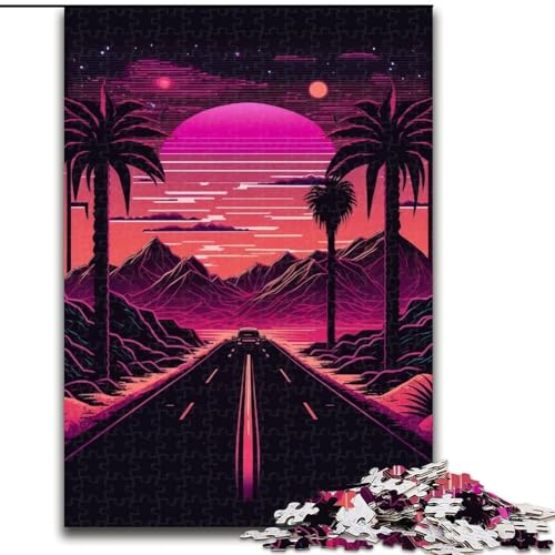 Puzzle 1000 Teile Neonlandschaft Puzzles aus Holz, Weihnachten, Halloween, Ostern, Neujahr 1000 Stück(50x75cm) von XHAXING