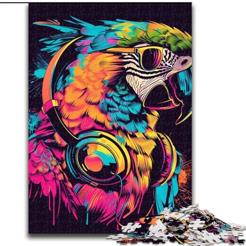 Puzzle 1000 Teile Papagei mit Sonnenbrille Puzzle aus Pappe, Denkspiel, interaktives Familienspiel, geeignet für Kinder ab 10 Jahren, 1000 Teile(26x38cm) von XHAXING