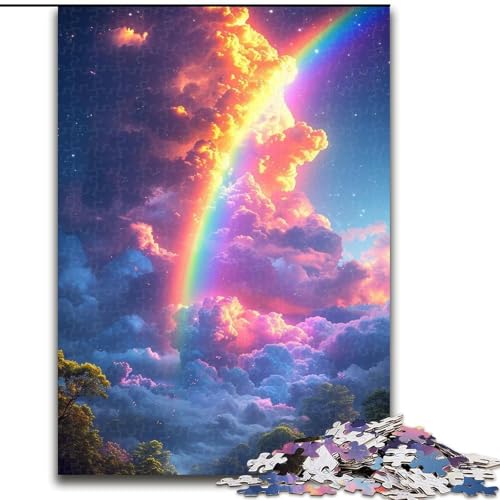 Puzzle 1000 Teile Regenbogen in den Wolken Puzzle aus Pappe, Denkspiel, interaktives Familienspiel, geeignet für Kinder ab 10 Jahren, 1000 Teile(26x38cm) von XHAXING