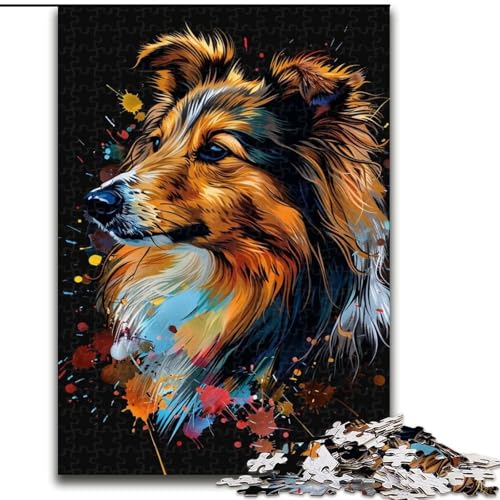 Puzzle 1000 Teile Shetland Sheepdog Puzzle aus Pappe, Denkspiel, interaktives Familienspiel, geeignet für Kinder ab 10 Jahren, 1000 Teile(26x38cm) von XHAXING
