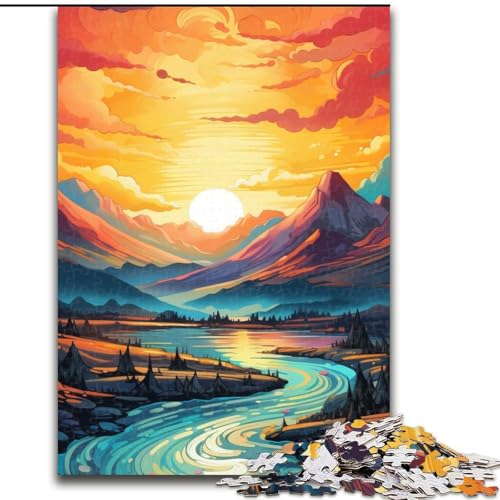 Puzzle 1000 Teile Sonnenaufgang mit Wasserpuzzle aus Pappe, Denkspiel, interaktives Familienspiel, geeignet für Kinder ab 10 Jahren, 1000 Teile(26x38cm) von XHAXING