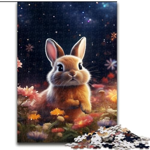 Puzzle 1000 Teile Sternenblumen-Kaninchen-Puzzle aus Holz, Denkspiel, interaktives Familienspiel, geeignet für Kinder ab 10 Jahren, 1000 Teile(50x75cm) von XHAXING