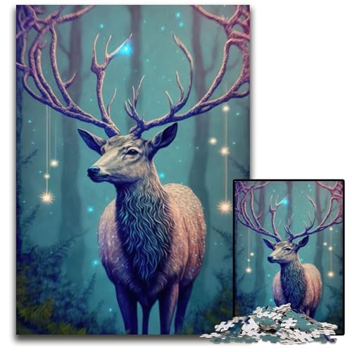 Puzzle 1000 Teile Tierhirsch Schwierige Puzzles für Erwachsene Herausforderndes Denkspiel für Teenager, Spaß am Familienspieleabend 50x75CM/19.68x29.52inch von XHAXING