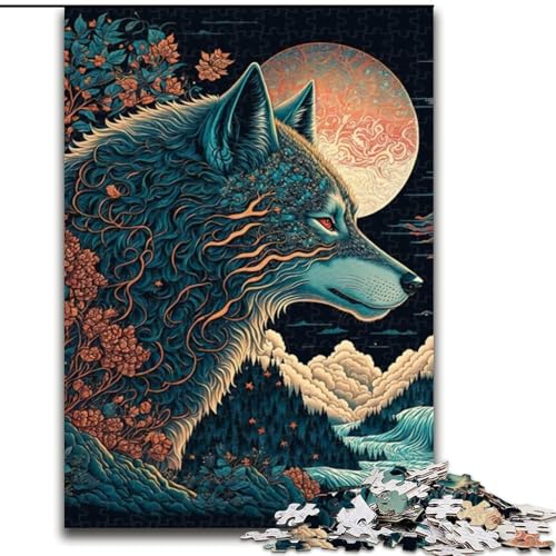 Puzzle 1000 Teile Wolfspuzzle aus Pappe, Denkspiel, interaktives Familienspiel, geeignet für Kinder ab 10 Jahren, 1000 Teile(26x38cm) von XHAXING