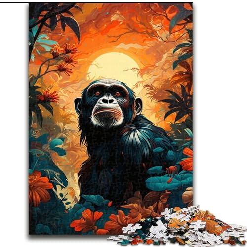 Puzzle 1000 Teile für Erwachsene, AFFE im bunten Dschungel, aus Pappe, Familie und Freunde, knifflige Herausforderung, 1000 Teile(26x38cm) von XHAXING
