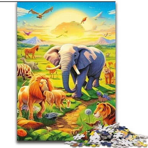 Puzzle 1000 Teile für Erwachsene, Afrikanische Tiere, Puzzle aus Holz, anspruchsvolles Denkspiel für Teenager, Familienspaß, DIY-Heimdekor-Geschenk, 1000 Stück(50x75cm) von XHAXING