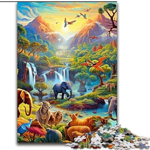 Puzzle 1000 Teile für Erwachsene, Afrikanische Tiere, Puzzle aus Holz, perfekt für Halloween, Weihnachten, Geburtstagsgeschenk, 1000 Stück(50x75cm) von XHAXING