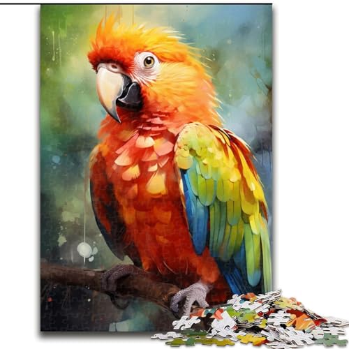 Puzzle 1000 Teile für Erwachsene, Aquarell-Papagei-Puzzle aus Holz, perfekt für Familienspaß, Partyspiele, Geburtstagsparty-Geschenke, 1000 Stück(50x75cm) von XHAXING