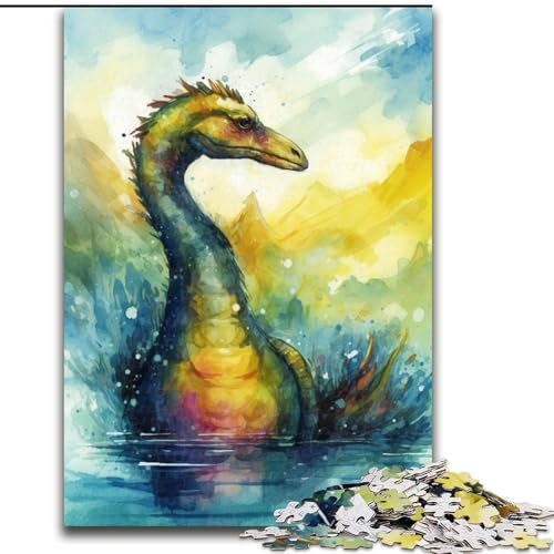 Puzzle 1000 Teile für Erwachsene, Aquarell-Wassermonster-Puzzle aus Holz, interaktives Familienspiel, Denksportgeschenk, Lernspielzeug, 1000 Teile(50x75cm) von XHAXING