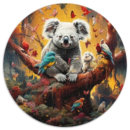 Puzzle 1000 Teile für Erwachsene, Art Koalas, runde Papierpuzzles, interaktives Familienspiel, Bastelgeschenk mit farbenfrohen Kunstwerken (67,5 x 67,5 cm) von XHAXING