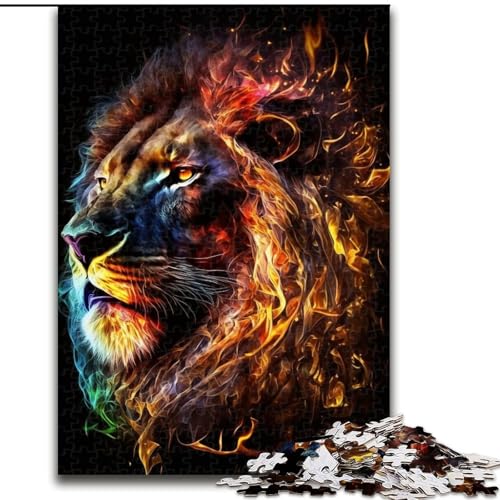 Puzzle 1000 Teile für Erwachsene, Art Neon Lion Puzzle aus Pappe, Weihnachten, Halloween, Ostern, Neujahr, 1000 Teile(26x38cm) von XHAXING