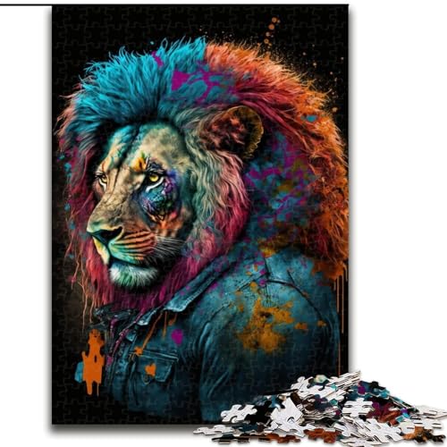 Puzzle 1000 Teile für Erwachsene, Art Neon Lion Puzzle aus Pappe, interaktives Familienspiel, Denksportgeschenk, Lernspielzeug, 1000 Teile(26x38cm) von XHAXING