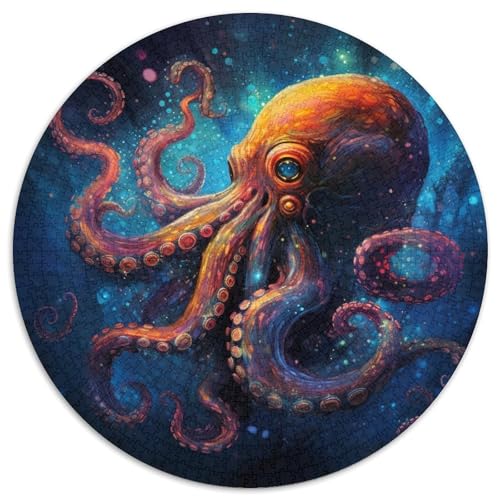 Puzzle 1000 Teile für Erwachsene, Art Octopus, runde Papierpuzzles, interaktives Familienspiel, Bastelgeschenk mit farbenfrohen Kunstwerken (67,5 x 67,5 cm) von XHAXING
