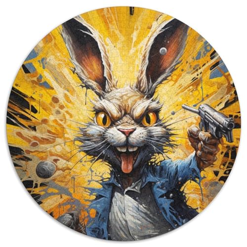 Puzzle 1000 Teile für Erwachsene, Art Rabbits, runde Papierpuzzles, Denkspiel, interaktives Familienspiel, geeignet für Kinder ab 14 Jahren (67,5 x 67,5 cm) von XHAXING