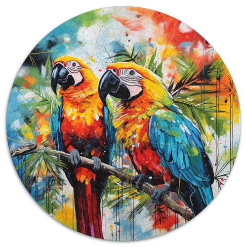 Puzzle 1000 Teile für Erwachsene, Art Tukane, runde Papierpuzzles, Denkspiel, interaktives Familienspiel, geeignet für Kinder ab 14 Jahren (67,5 x 67,5 cm) von XHAXING