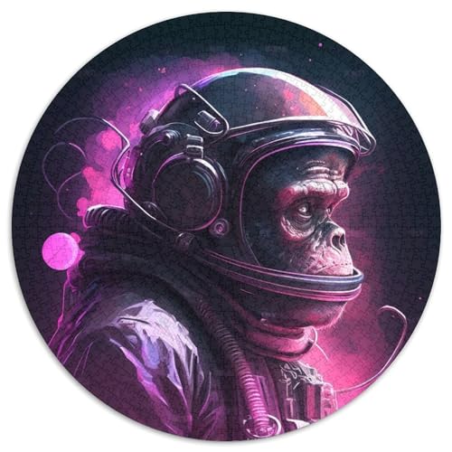 Puzzle 1000 Teile für Erwachsene, Astronaut, Schimpanse, runde Papierpuzzles, Denkspiel, interaktives Familienspiel, geeignet für Kinder ab 14 Jahren (67,5 x 67,5 cm) von XHAXING