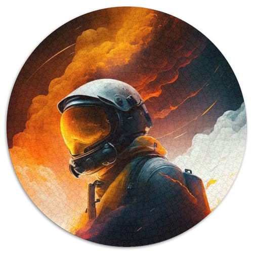 Puzzle 1000 Teile für Erwachsene, Astronauten-Puzzle, rund, Papier, pädagogische Aktivität zur Verbesserung kognitiver Fähigkeiten (67,5 x 67,5 cm) von XHAXING