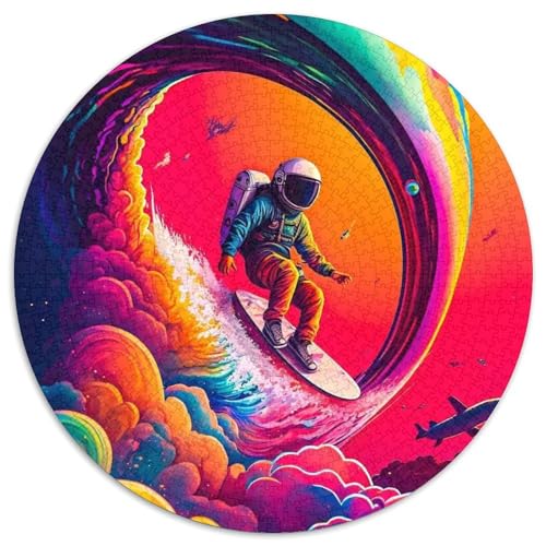 Puzzle 1000 Teile für Erwachsene, Astronauten-Surfen, Kartonpuzzle, anspruchsvolles Denkspiel für Teenager, Spaß für den Spieleabend mit der Familie (67,5 x 67,5 cm) von XHAXING
