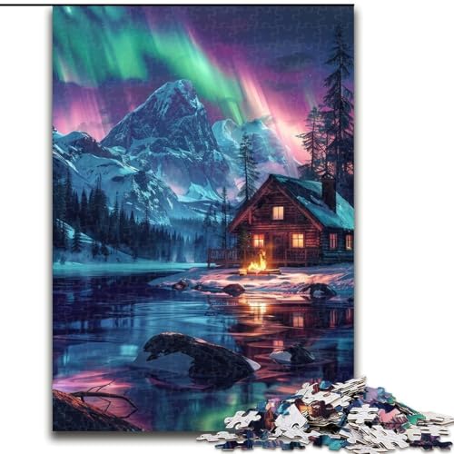Puzzle 1000 Teile für Erwachsene, Aurora Borealis über Schnee, Puzzle aus Pappe, interaktives Familienspiel, DIY-Heimdekoration, Gehirn-Herausforderung, Geschenk, 1000 Teile(26x38cm) von XHAXING
