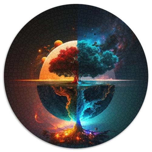 Puzzle 1000 Teile für Erwachsene, Außerirdische Planetenlandschaft, runde Papierpuzzles, Denkspiel, interaktives Familienspiel, geeignet für Kinder ab 14 Jahren (67,5 x 67,5 cm) von XHAXING