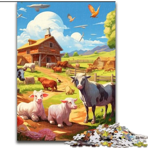 Puzzle 1000 Teile für Erwachsene, Bauernhoftier-Puzzle aus Pappe, geeignet für Geburtstage, Halloween, Thanksgiving, Ostern, 1000 Teile(26x38cm) von XHAXING