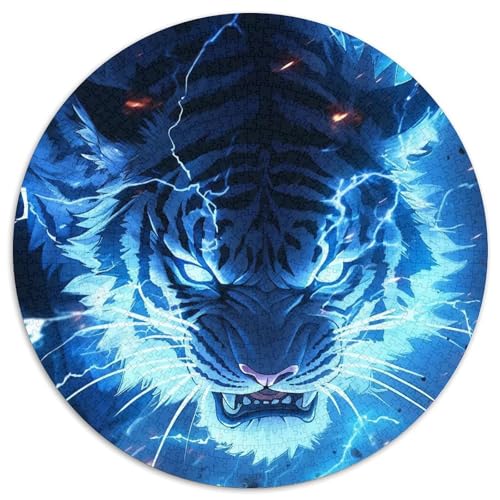 Puzzle 1000 Teile für Erwachsene, Blaue Blitztiger, rund, aus Pappe, ideales Weihnachts- oder Geburtstagsgeschenk, Partyspiel-Spielzeug (Größe 67,5 x 67,5 cm) von XHAXING