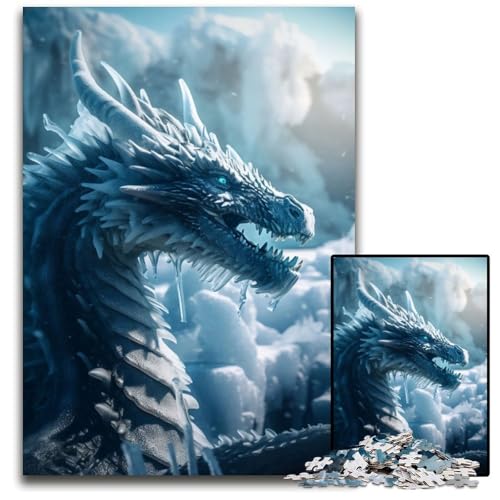 Puzzle 1000 Teile für Erwachsene, Blauer Eisdrache, Unmögliches Puzzle für Erwachsene, Geburtstagsgeschenkidee, Herausforderndes Denkspiel, 26x38cm Puzzle 1000 Teile für Erwachsene, Blauer Eisdrache, Unmögliches Puzzle für Erwachsene, Geburtstagsgeschenkidee, Herausforderndes Denkspiel, 26x38cm von XHAXING