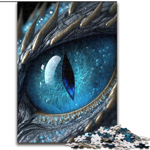 Puzzle 1000 Teile für Erwachsene, Blaues Drachenauge-Puzzle aus Pappe, schwieriges Denkspiel für Teenager, 1000 Teile(26x38cm) von XHAXING