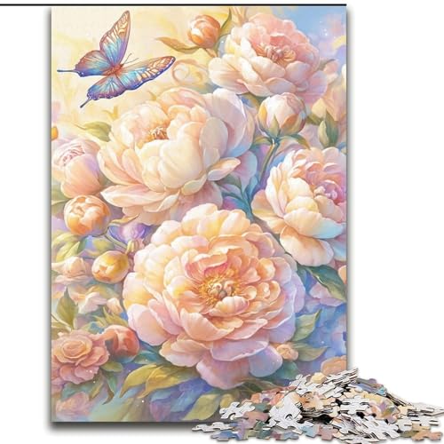 Puzzle 1000 Teile für Erwachsene, Blumen- und Schmetterlingspuzzle aus Pappe, interaktives Familienspiel, Denksportgeschenk, Lernspielzeug, 1000 Teile(26x38cm) von XHAXING